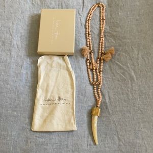 New India Hicks beaded tassel necklace with horn pendant